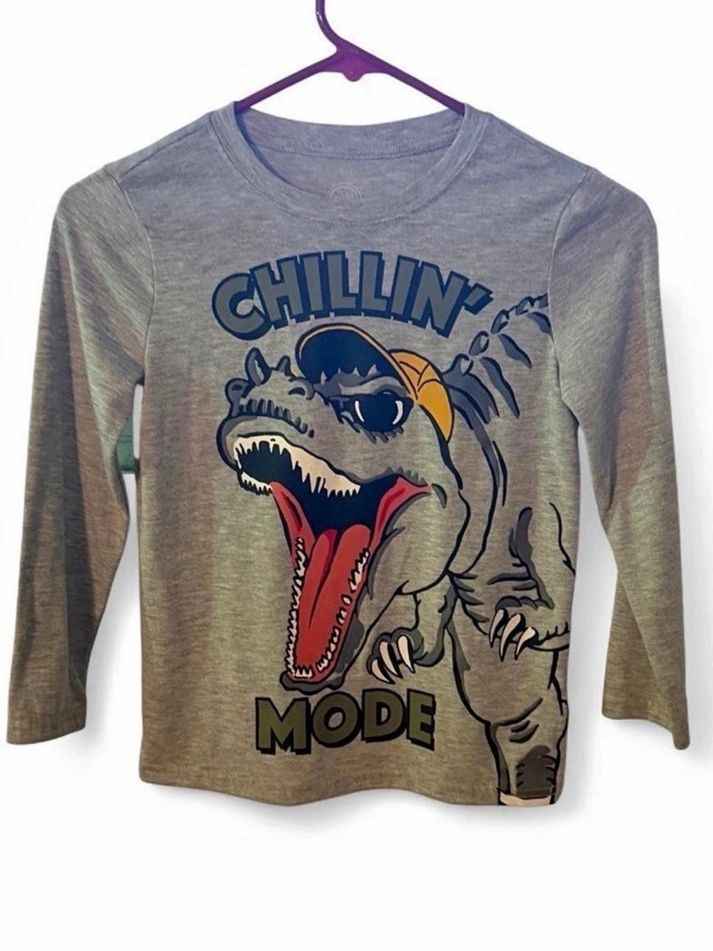 Wonder Nation Chillin' Mode Dinosaur Graphic Long Sleeve Tee Long Sleeve Tee